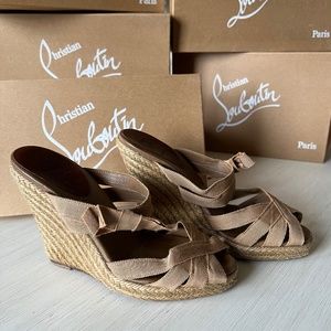 CHRISTIAN LOUBOUTIN PARIS - OPEN TOE WEDGES ESPADRILLES - SIZE 37